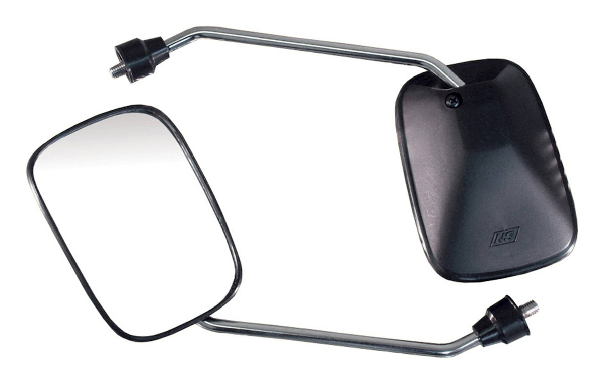 Bike It Black Square Universal Motorcycle Mirrors Pair Replacement #U64531