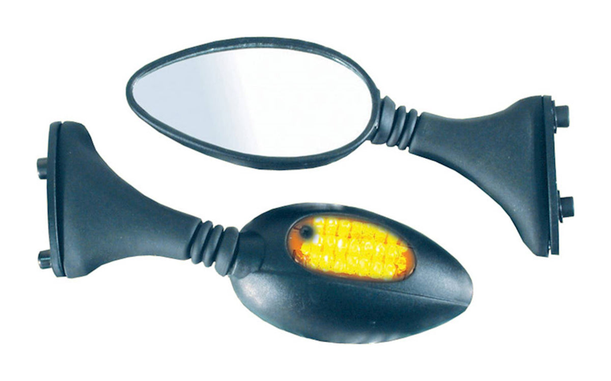 Bike It Universal Fairing Mirrors With Built In LED Indicators Motorcycle