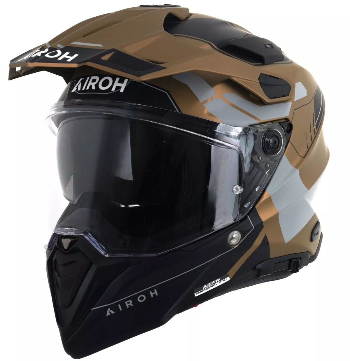 Airoh Commander 2 Adventure Motorcycle Helmet Reveal Gold Sand Matt ECE 2206
