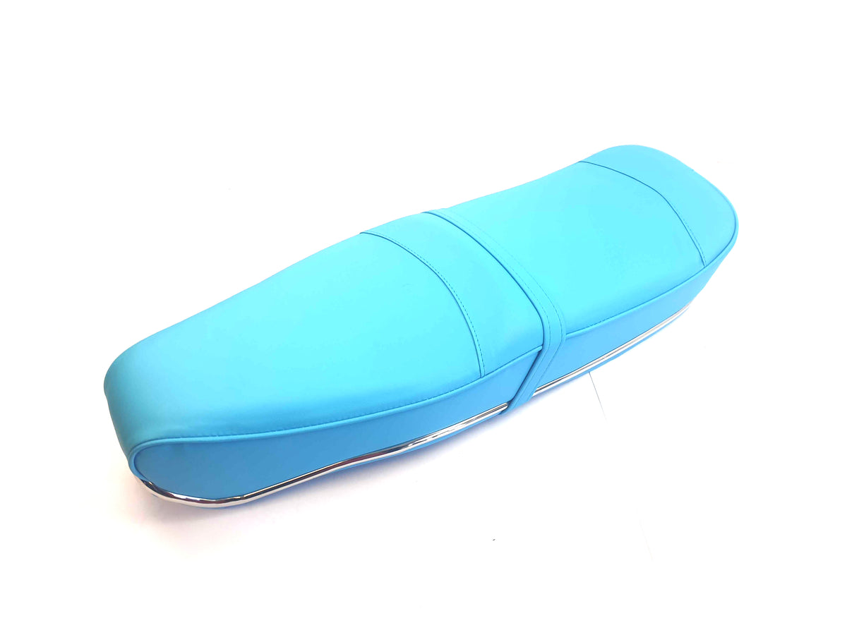 Lambretta Series 1 2 3 Li GP SX TV Pegasus Style Seat - Sky Blue with Stainless Steel Trim