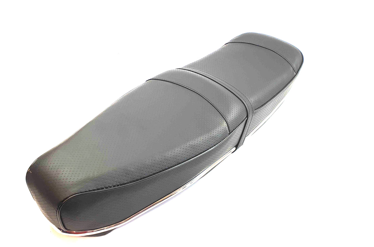 Lambretta Series 1 2 3 Li GP SX TV Pegasus Style Seat - Black Dot Pattern with Stainless Steel Trim