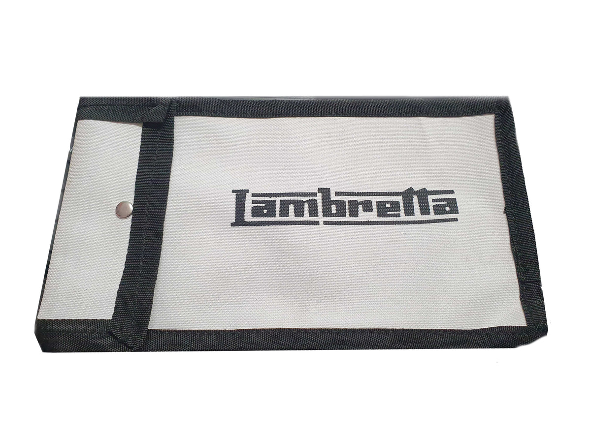 Lambretta Pouch - White with Black Logo - 25x14cm - For Tool Kit