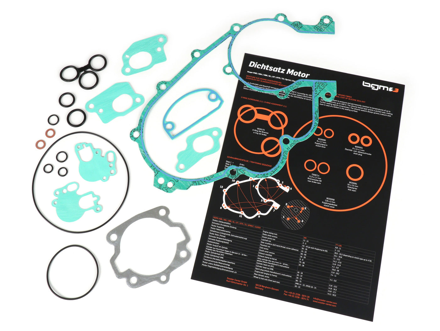 Vespa Super Sprint GT GL VNB VBA VBB 125 150 2 Port Largeframe BGM PRO Silicone Engine Gasket Set