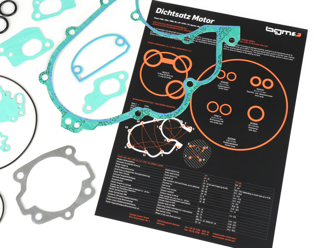 Vespa Super Sprint GT GL VNB VBA VBB 125 150 2 Port Largeframe BGM PRO Silicone Engine Gasket Set