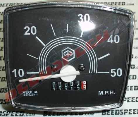 Vespa - Speedometer - V50 Special - Black Face - 50MPH