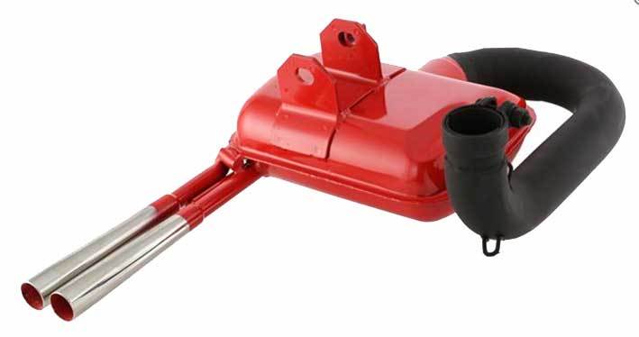 Exhaust - SITO Replica Retro Twin Tailpipe - Red - Vespa PX125/150