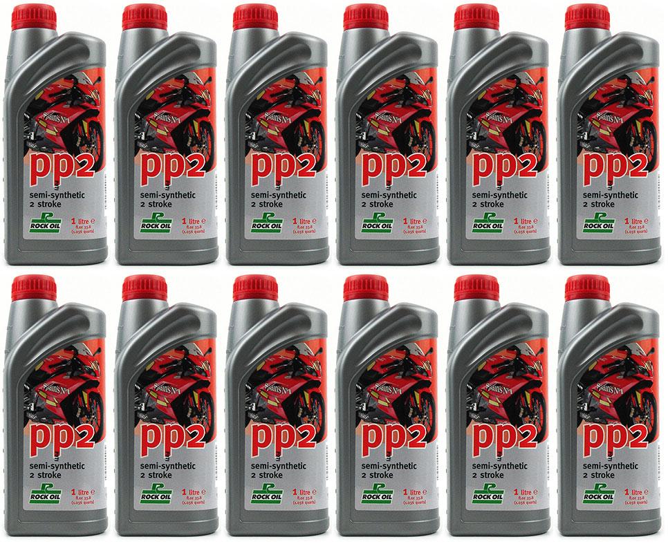 Oil - Rock Oil - 2Stroke PP2 Pre Mix/Inject. Semi-Synth - 1 Litre - Box/12 Pack