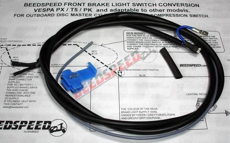Vespa - Wiring - Front Brake Light Switch Conversion - Vespa