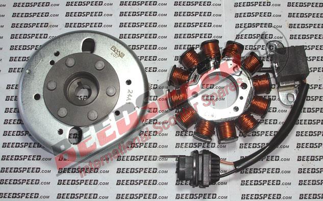 Electrical - Stator Plate and Flywheel - Piaggio 50cc 4T - Fly/E