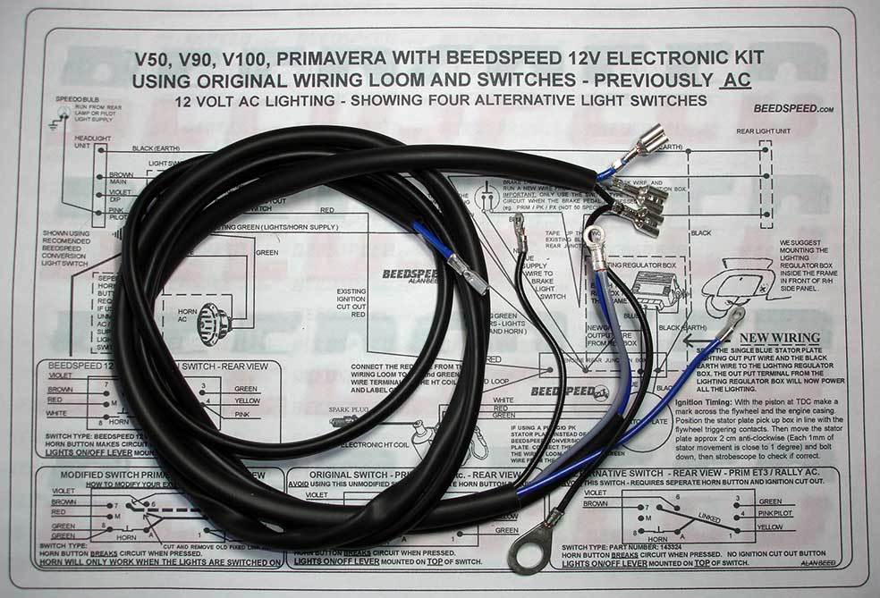 Vespa - Wiring - Extra Wiring - PK Engine in V50, V90/100,Prim