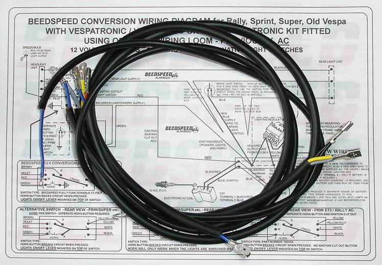 Vespa - Wiring - Extra Wiring - Super / Sprint with Vespatronic/Parma