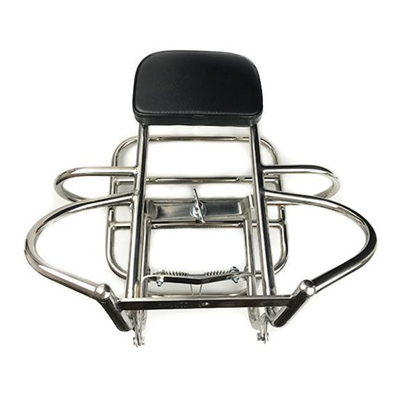 Vespa V50 V90 V100 Prim ET3 Small Frame 4 In 1 Rear Carrier - Polished Stainless Steel
