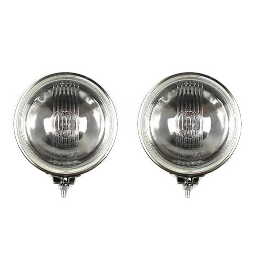 Vespa Lambretta Scooter Clear Spot Light Lamp Flat Backed Stainless Steel 110mm 12V 55W - Pair