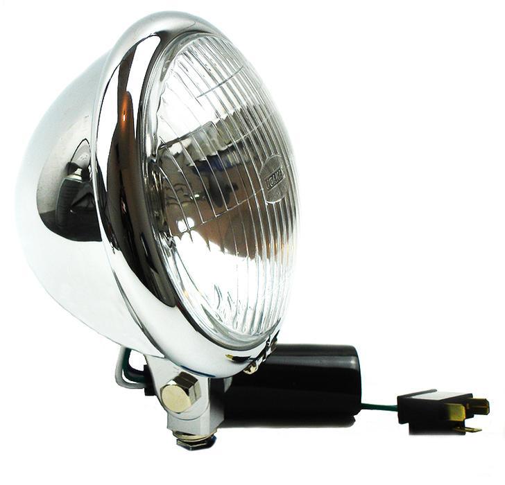 Vespa Lambretta Scooter 15.5cm Bates Headlight Chrome 12V - Beedspeed