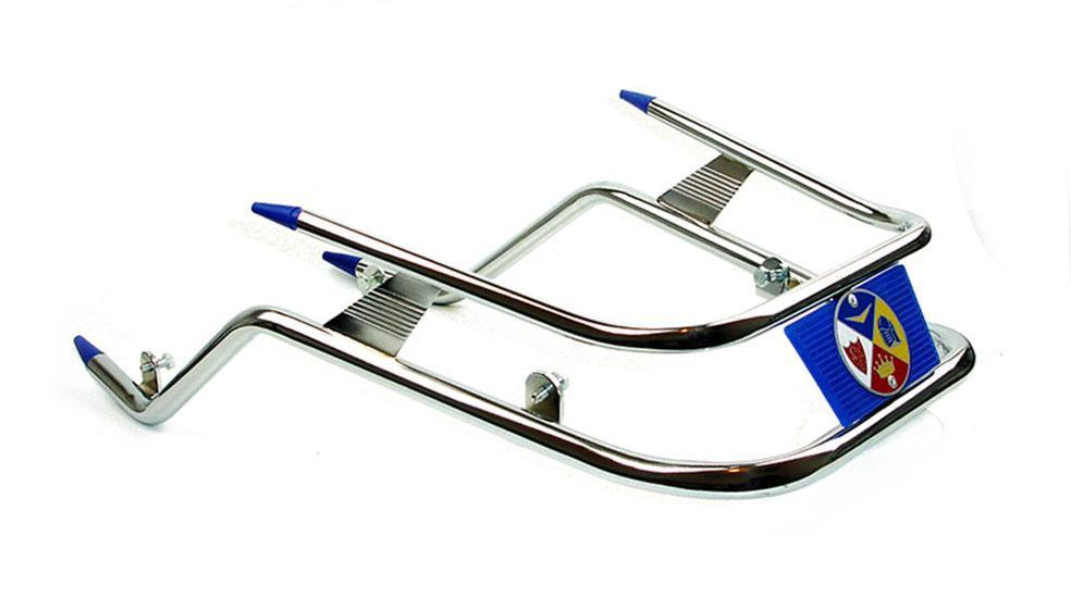 Vespa Rally Super Sprint GL GS SS Chrome Front Bumper Bar - Blue Trim