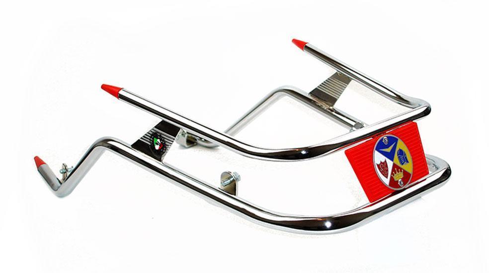 Vespa PK 50 125 S XL Chrome Front Bumper Bar - Red Trim