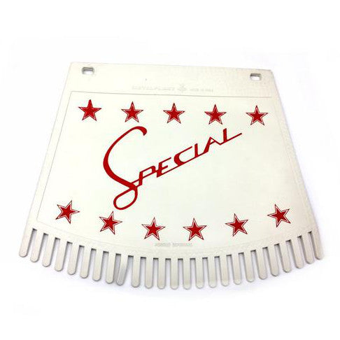 Special & Stars Tasseled Type Mudflap Red On White - Beedspeed