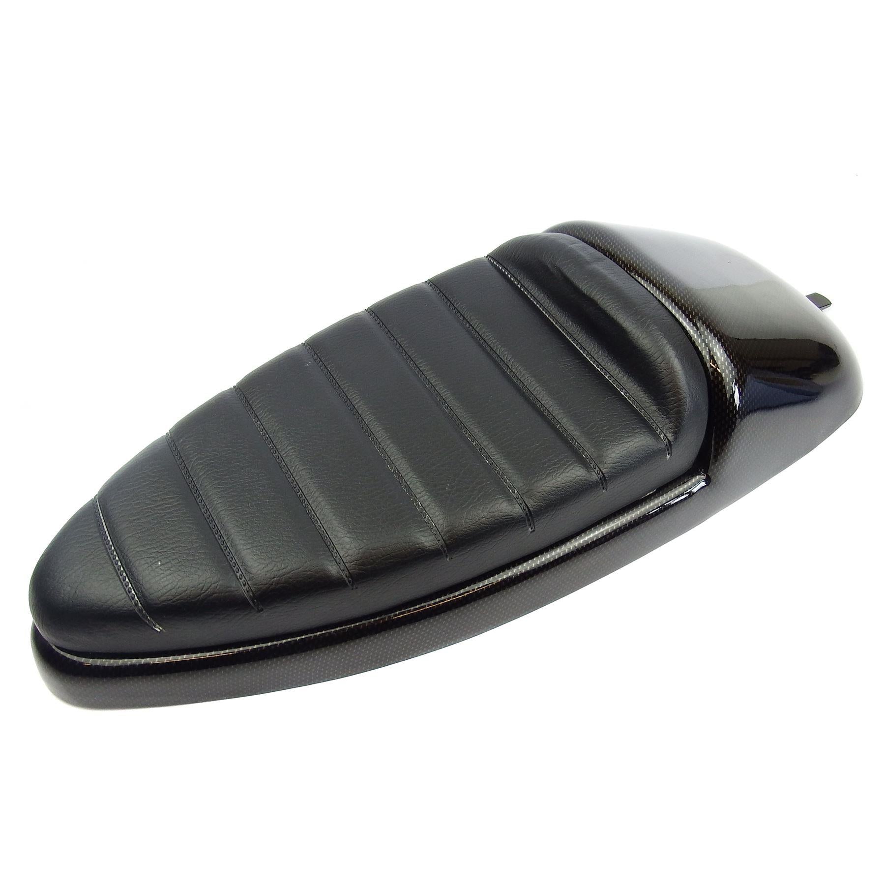 Vespa PX PE T5 Classic Single Race Seat - Carbon Effect Metal Base - Made To Order Custom Colours