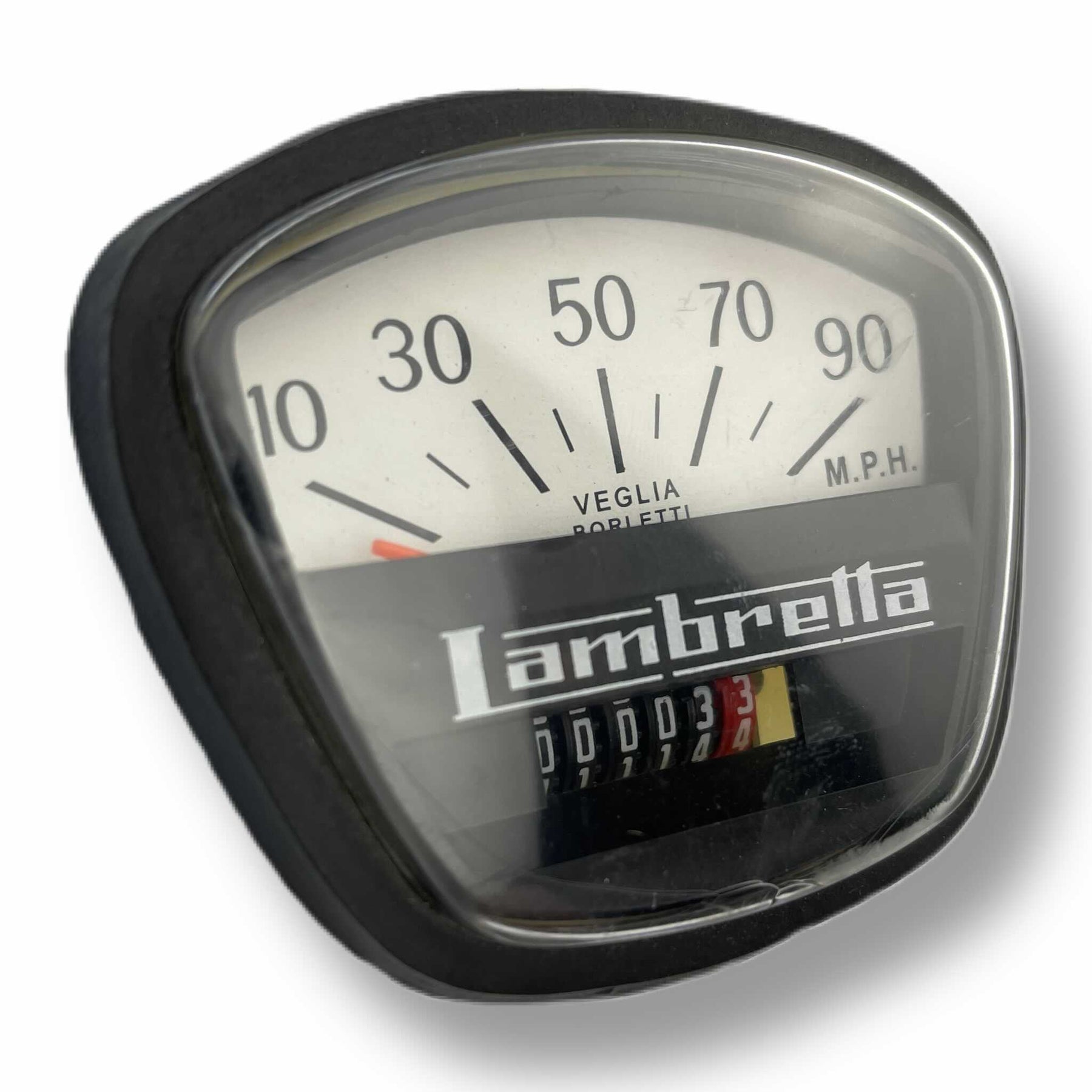 Lambretta Series 3 GP DL Speedometer 90 MPH with Black Face - Indian Cable Fitment