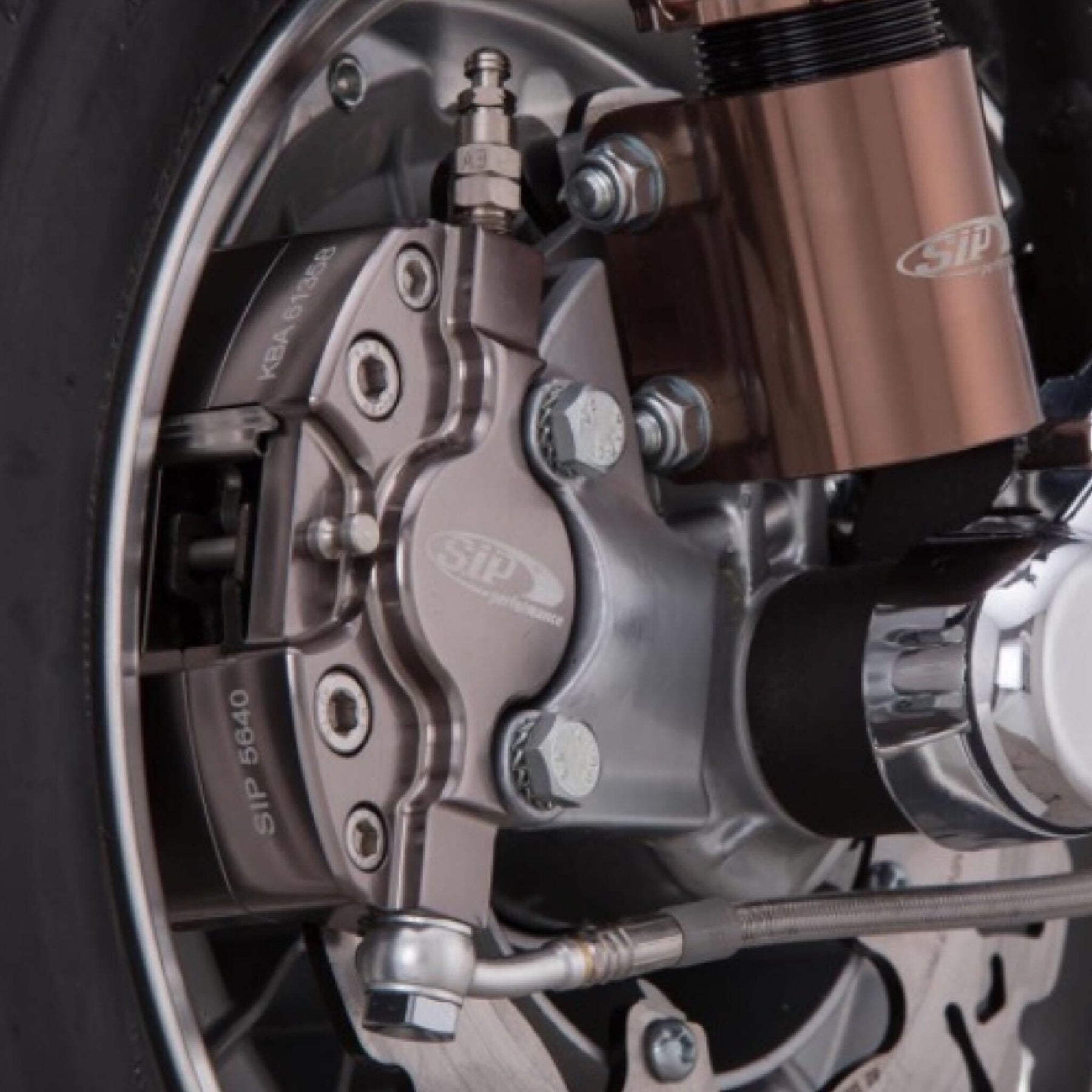 Vespa PX Disc MY T5 Classic LML Grimeca SIP Front Hydraulic Brake Caliper - Titanium Anodised