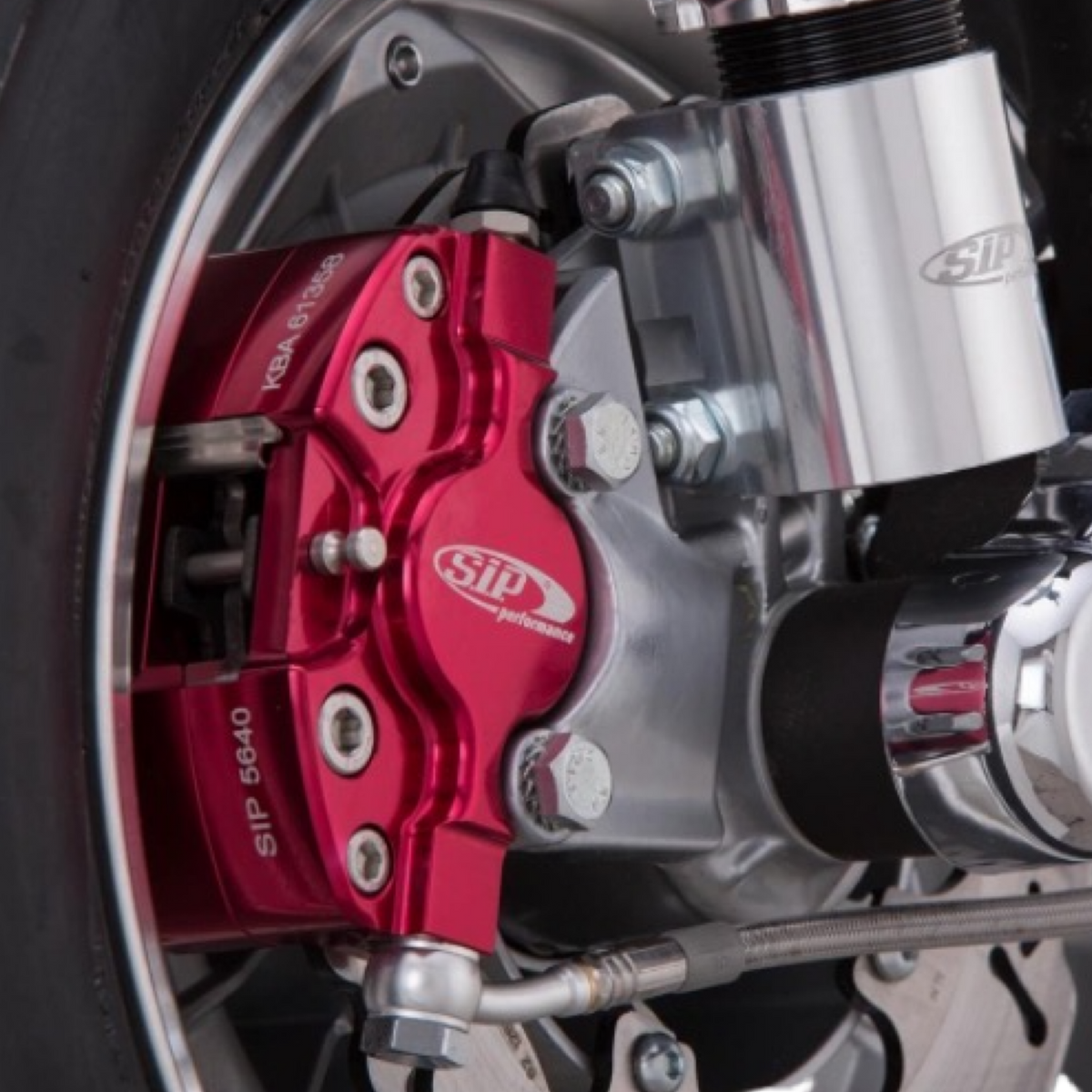 Vespa PX Disc MY T5 Classic LML Grimeca SIP Front Hydraulic Brake Caliper - Red Anodised