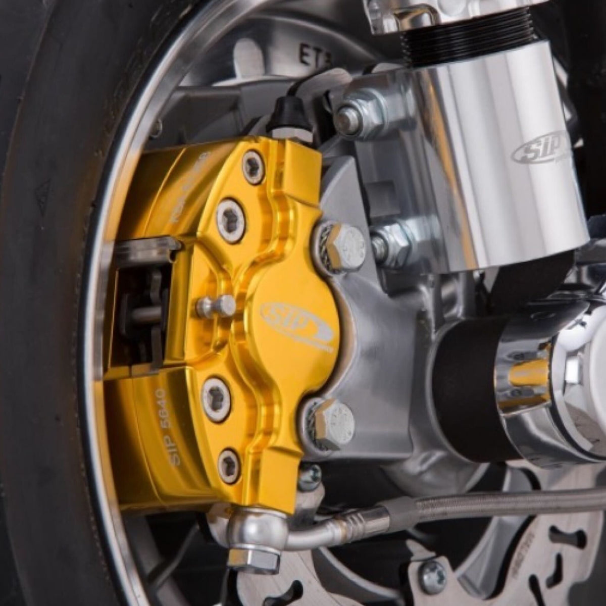 Vespa PX Disc MY T5 Classic LML Grimeca SIP Front Hydraulic Brake Caliper - Gold Anodised