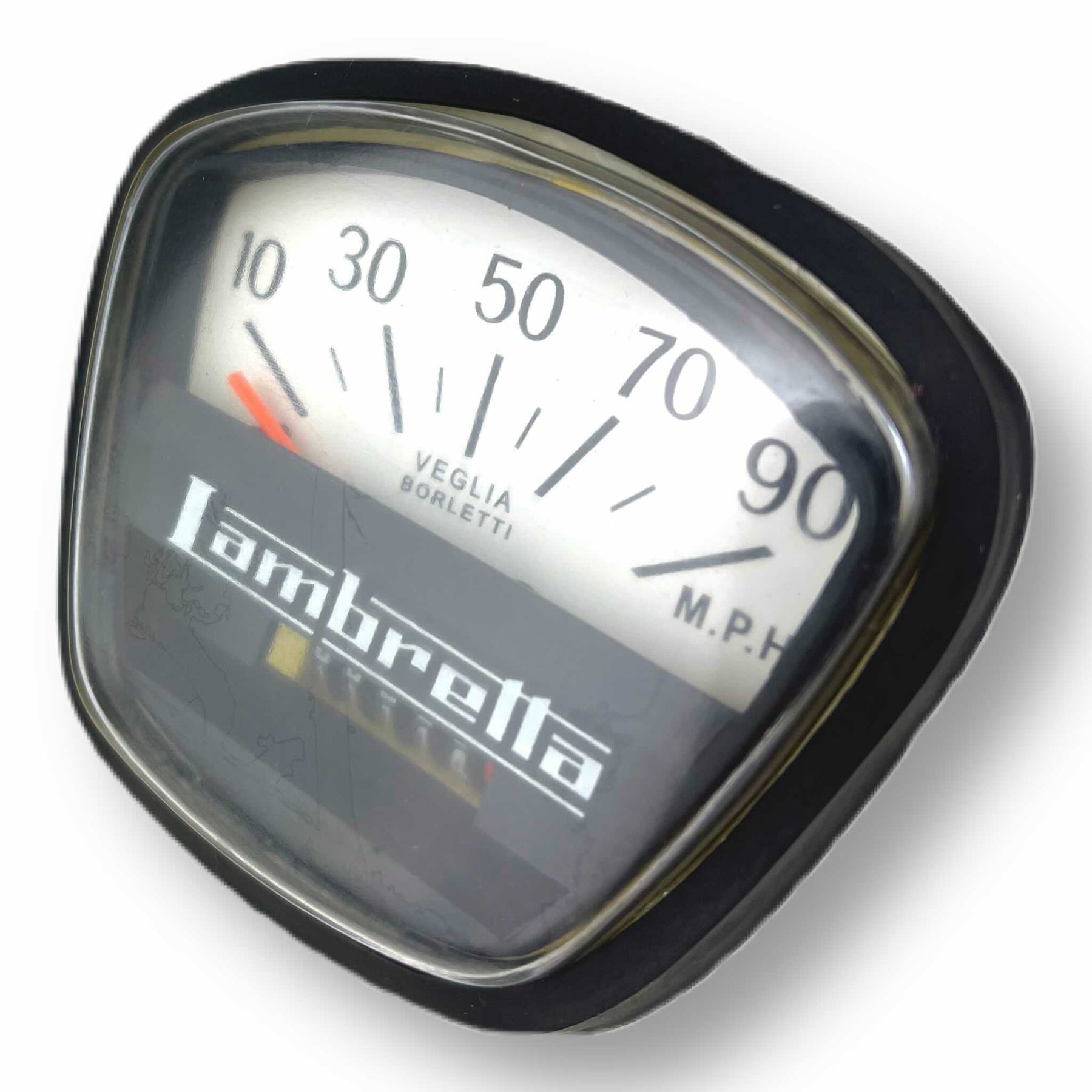 Lambretta Series 3 GP DL Speedometer 90 MPH with Black Face - Italian Fitting