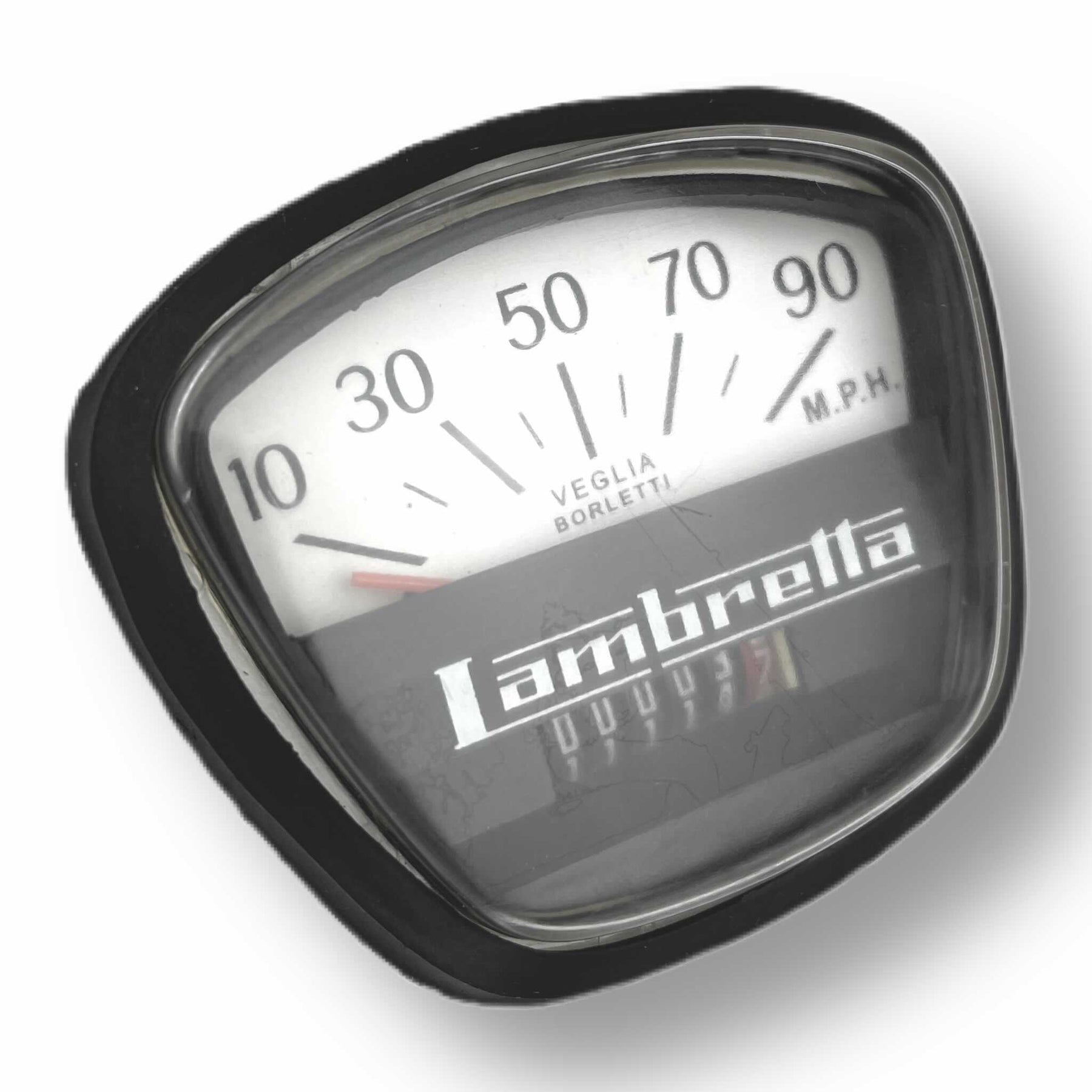 Lambretta Series 3 GP DL Speedometer 90 MPH with Black Face - Italian Fitting