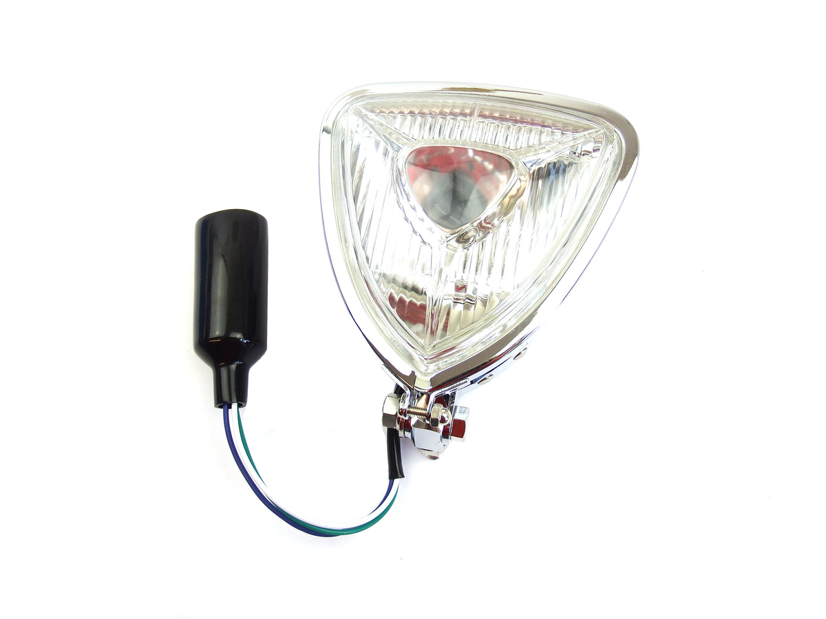 Lamp - Headlight 13.4cm Triangular - Chrome - H6 12v 35/35w