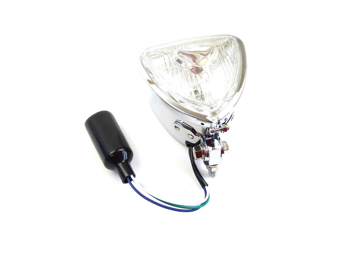 Lamp - Headlight 13.4cm Triangular - Chrome - H6 12v 35/35w