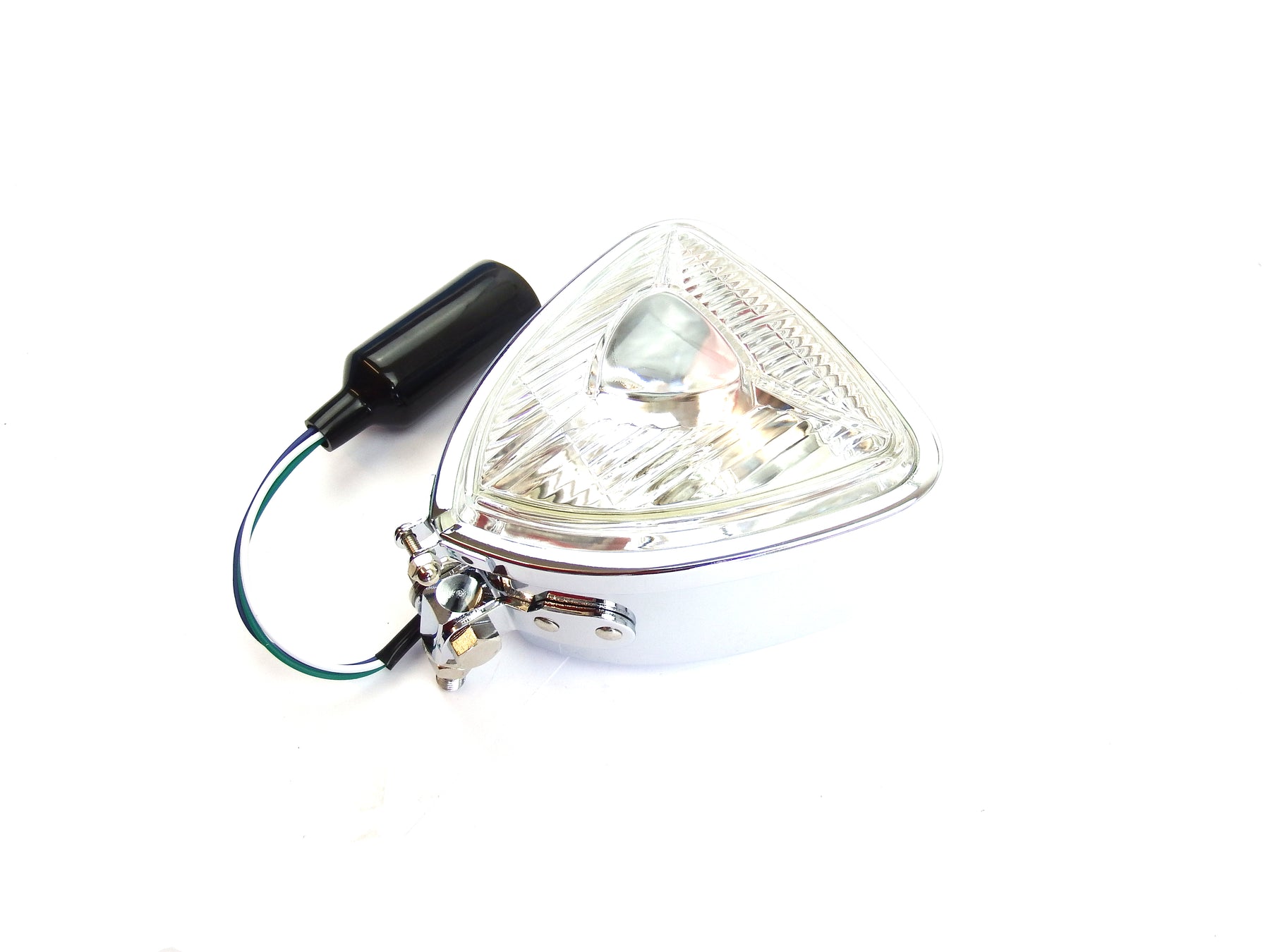 Lamp - Headlight 13.4cm Triangular - Chrome - H6 12v 35/35w