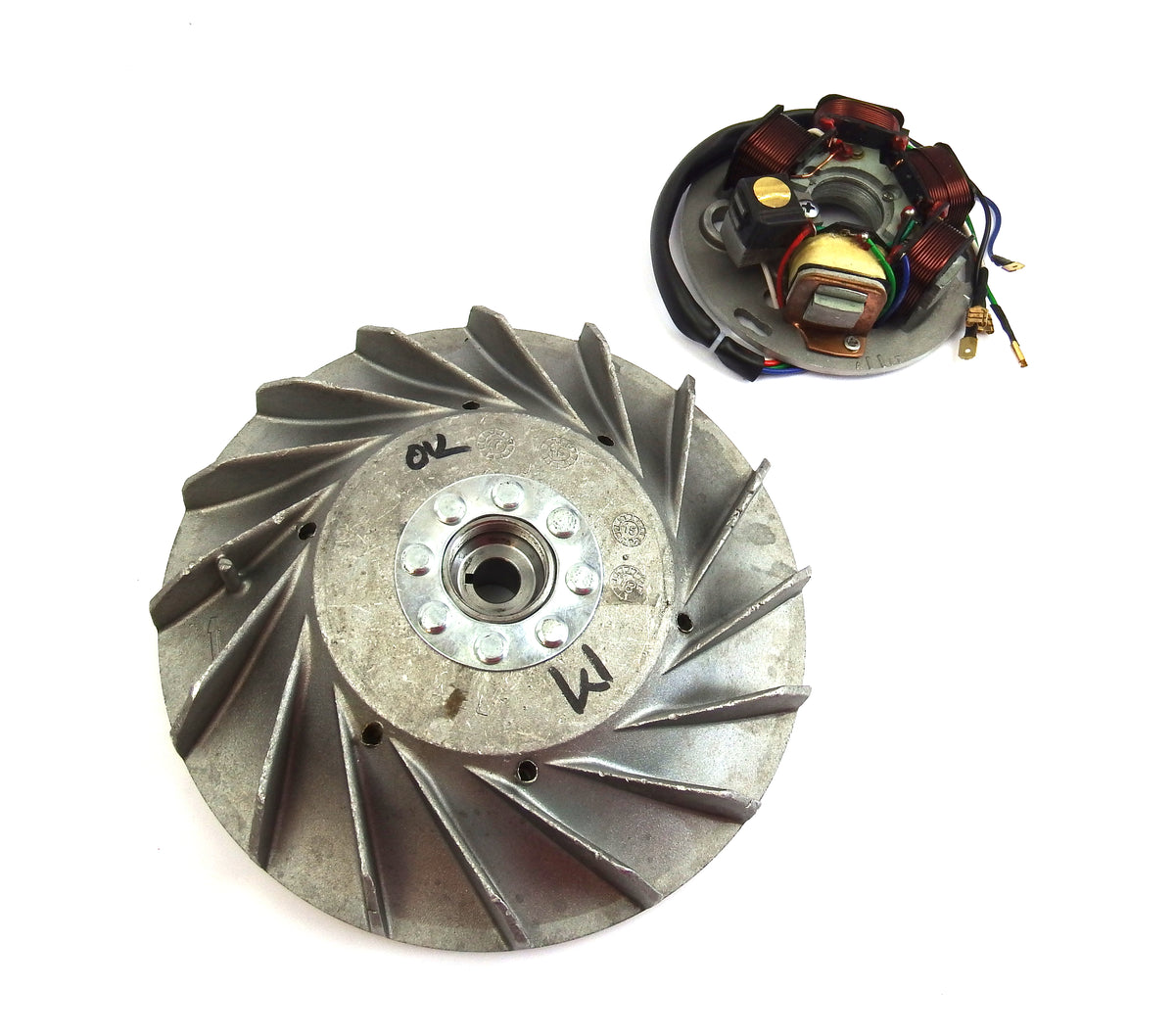 Vespa Stator Plate And Flywheel - P200E or Conversion from 6 V