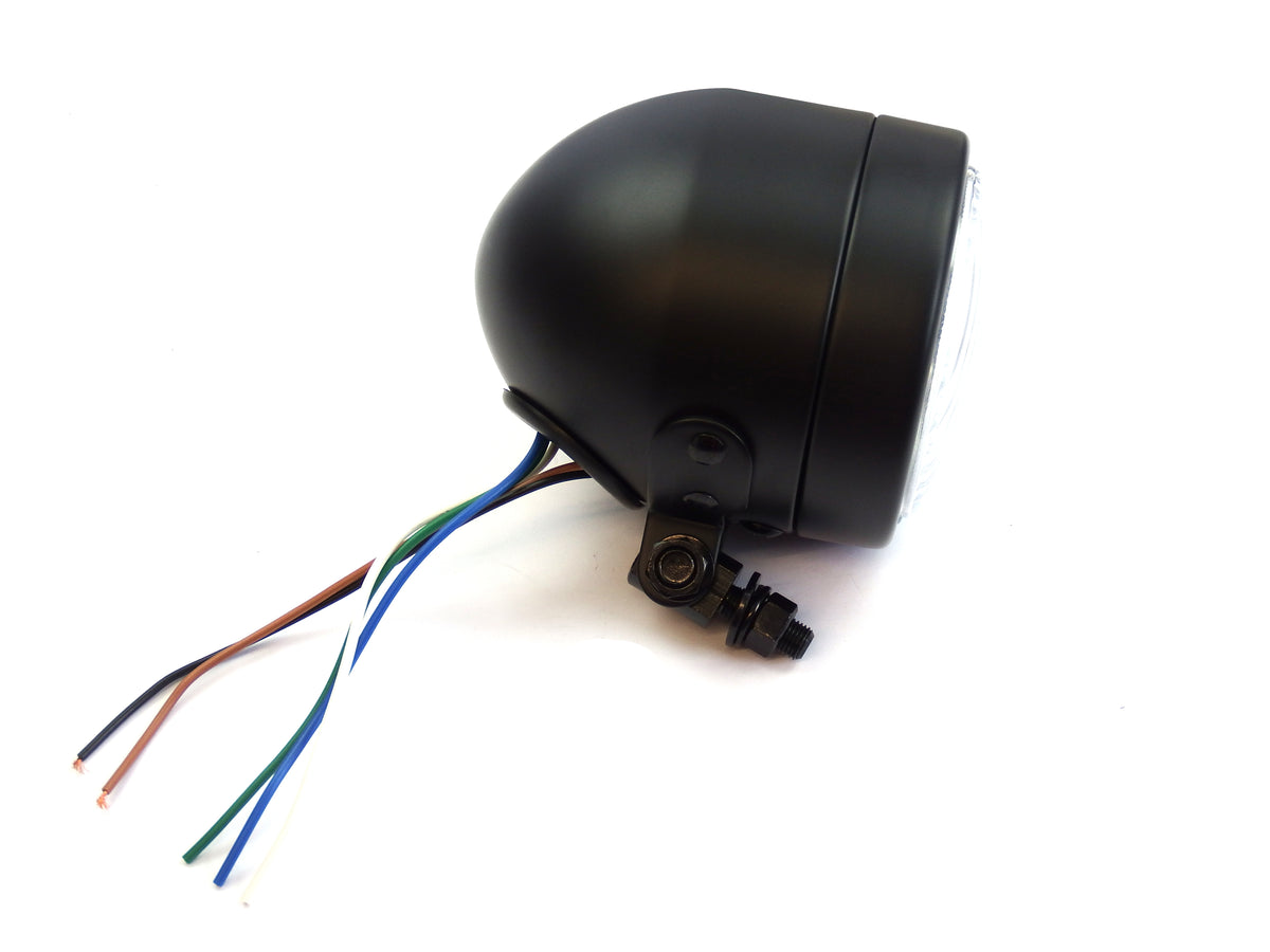 Satin Black Round Dominator Headlight 10.9cm