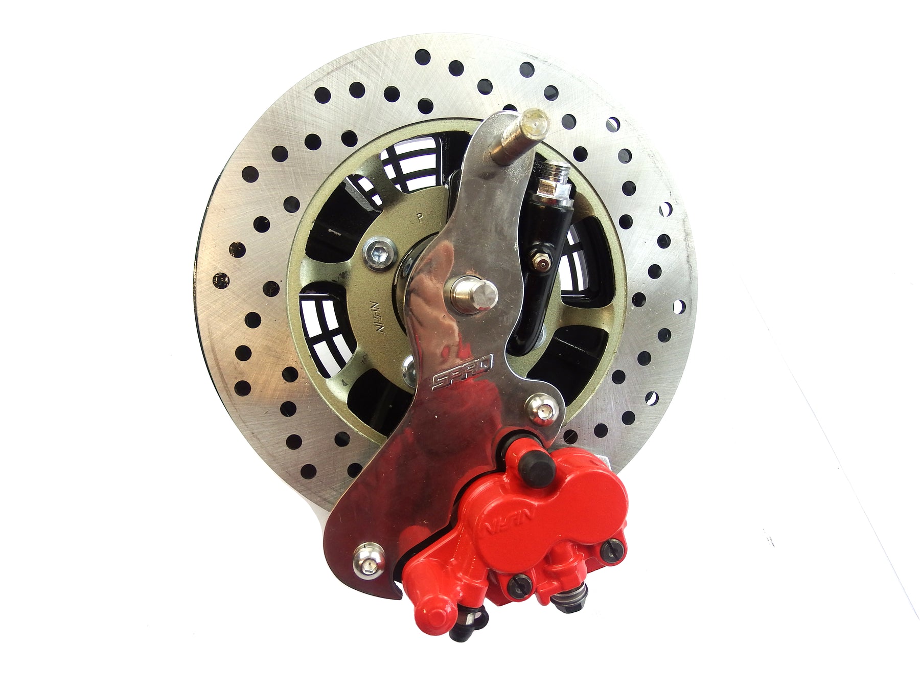 Lambretta Series 1 2 3 Li GP LiS SX TV Hydraulic Outboard Disc Brake Kit - Black With Red Caliper and Black Windows