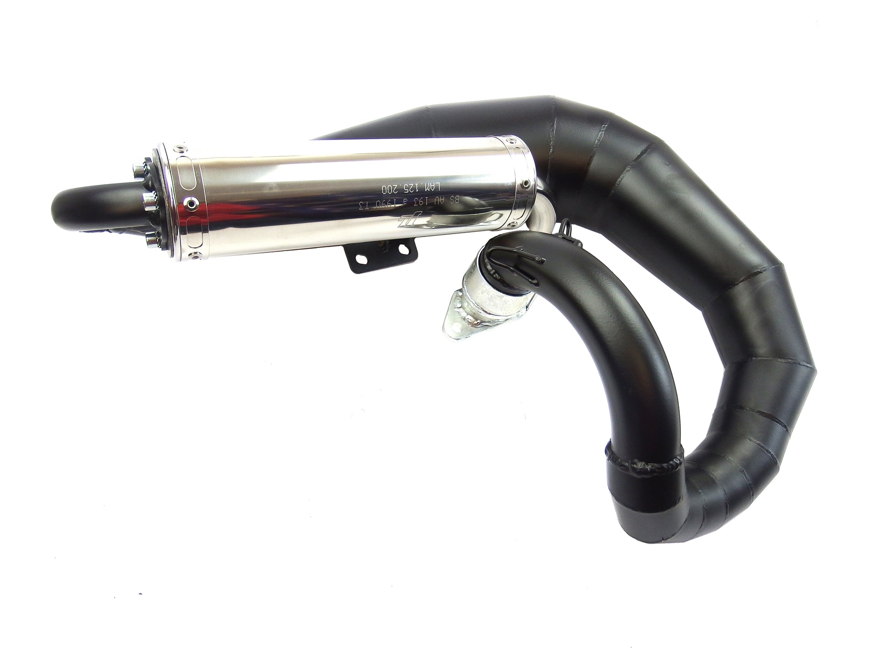 Lambretta Series 1 2 3  Li GP SX TV JL KRP-3 Road Curly Bolt on Exhaust Black