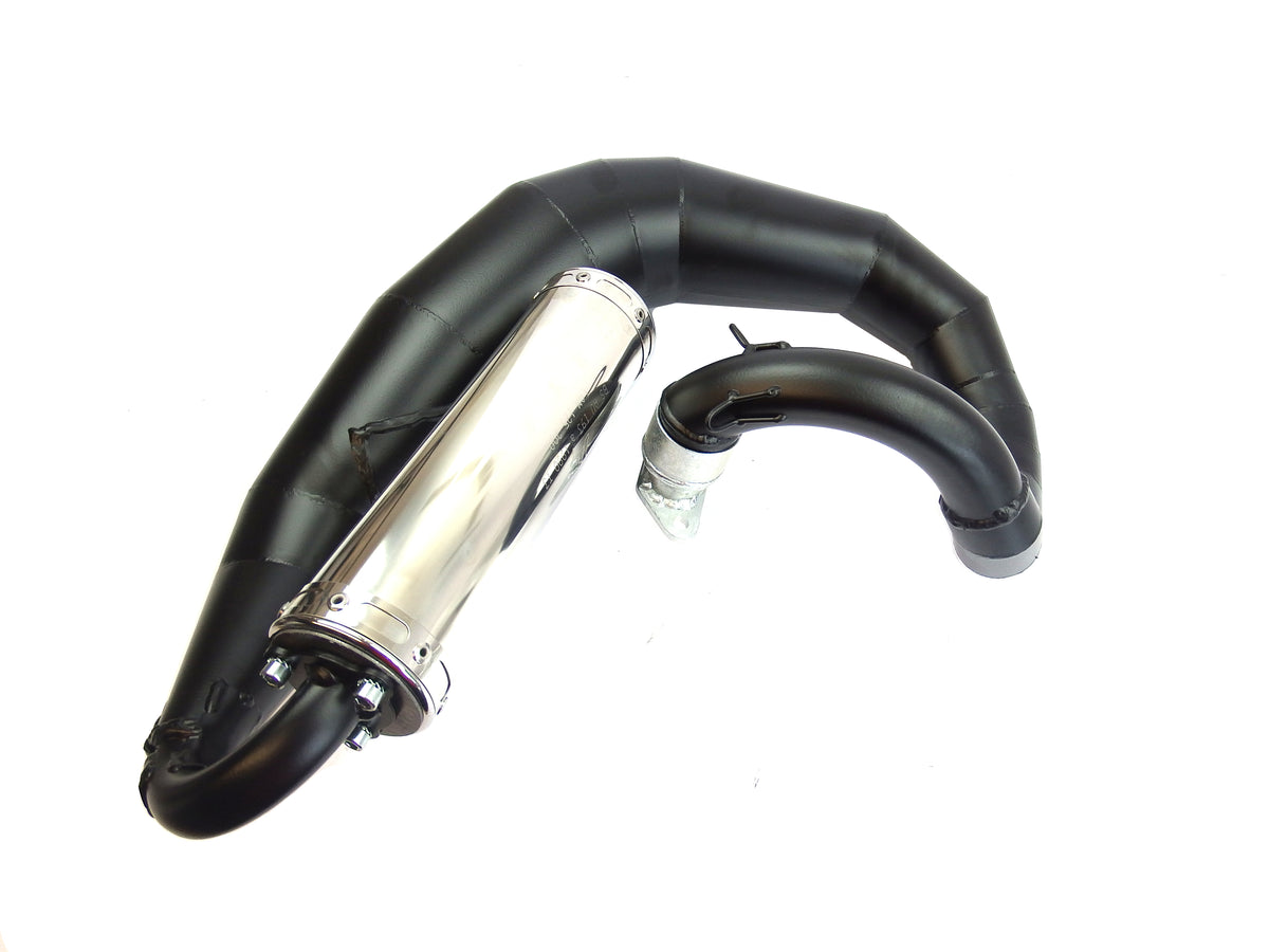 Lambretta Series 1 2 3 Li GP SX TV JL KRP-3 Road Curly Bolt on Exhaust Black