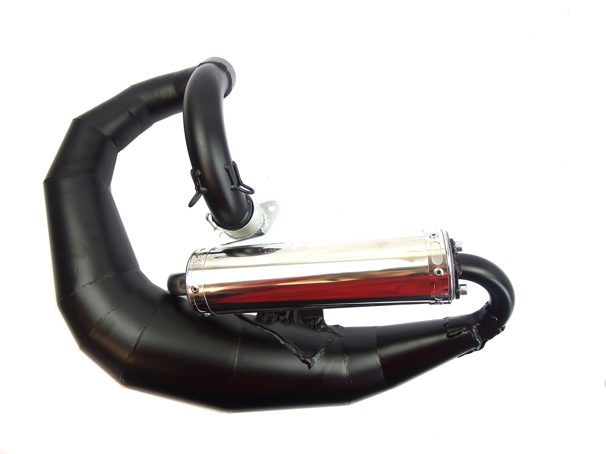 Lambretta Series 1 2 3 Li GP SX TV JL KRP-3 Road Curly Bolt on Exhaust Black