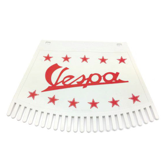 Vespa And Stars Tasseled Type Mudflap Red On White