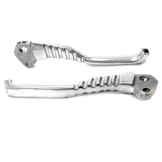 Lambretta Series 3 Li GP SX TV Ribbed Dog Leg Levers - Polished Alloy