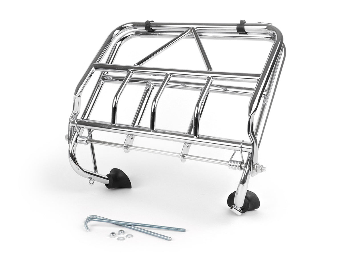 Vespa Largeframe Wideframe Rally Super Sprint VBB GS GT Motovespa Ulma Nanucci Fold Down Front Rack - Chrome