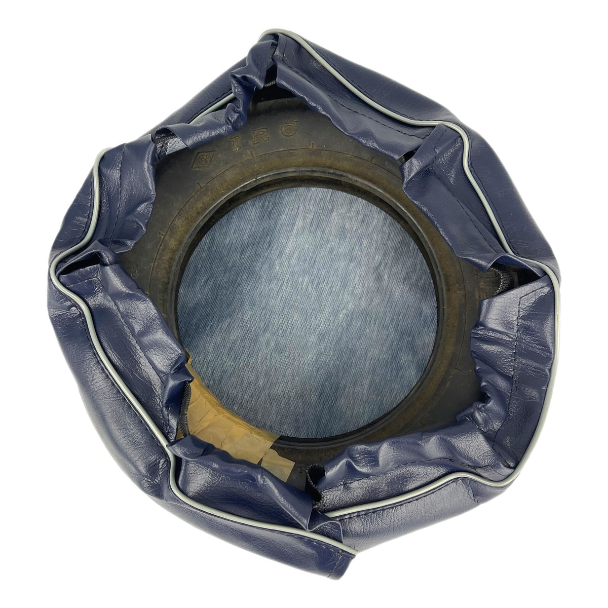 Vespa Lambretta Scooter 10" Spare Wheel Cover with Pocket - Navy With Grey Piping