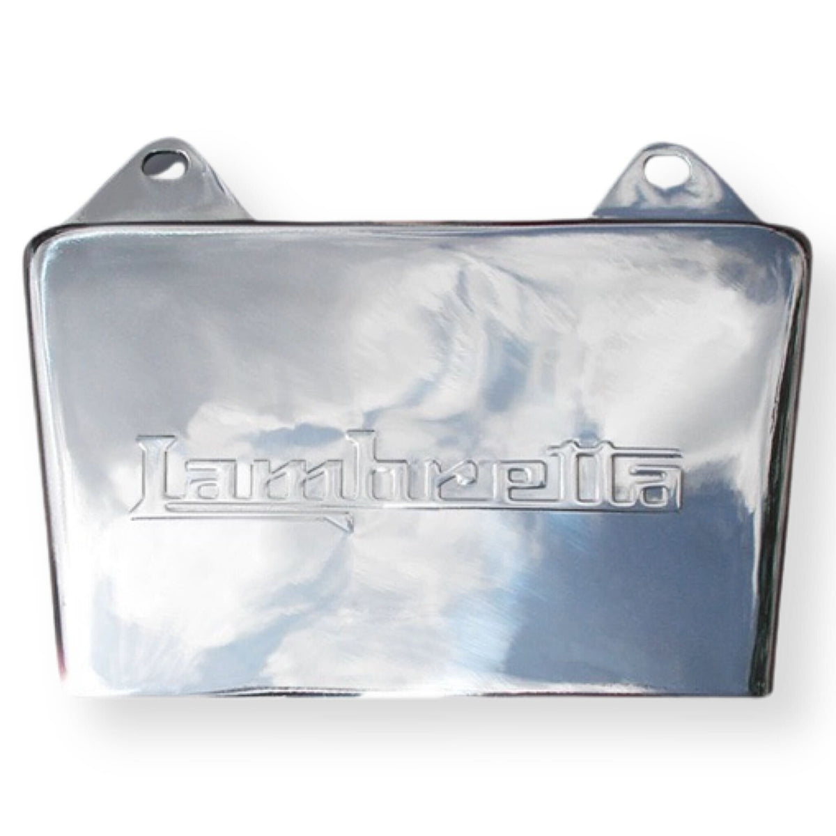 Lambretta Series 1 2 3 Li GP SX TV Rear Mudflap - Embossed Lambretta Logo - Polished Stainless Steel