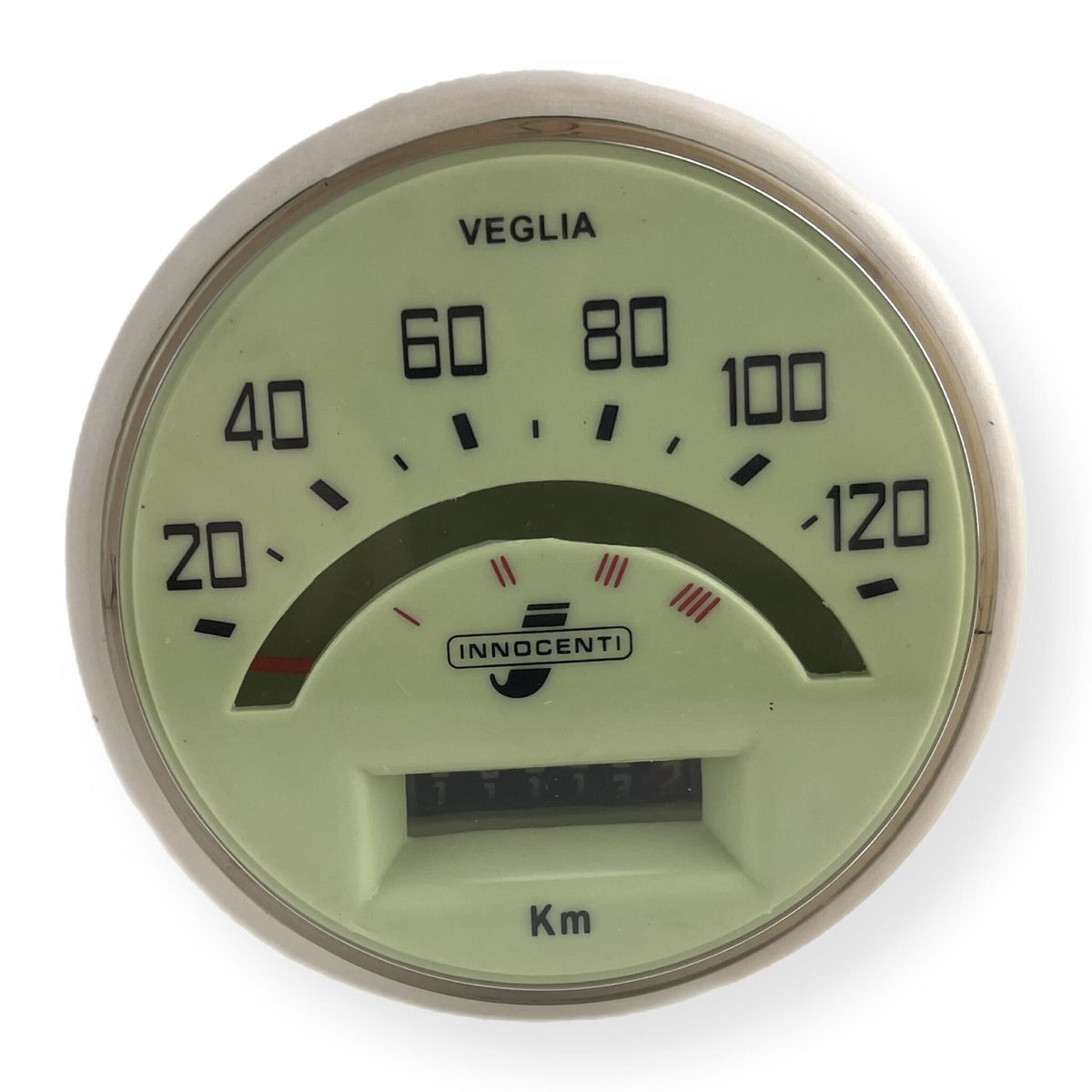 Lambretta Series 2 Li TV 120 kmh Speedometer Light Green - Indian Cable Fitment