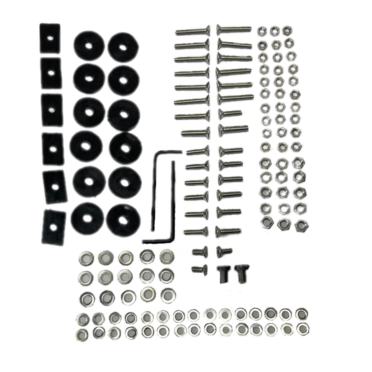 Lambretta 1 2 Li TV Floor Board Fixing Kit Black Rubbers - Stainless Steel