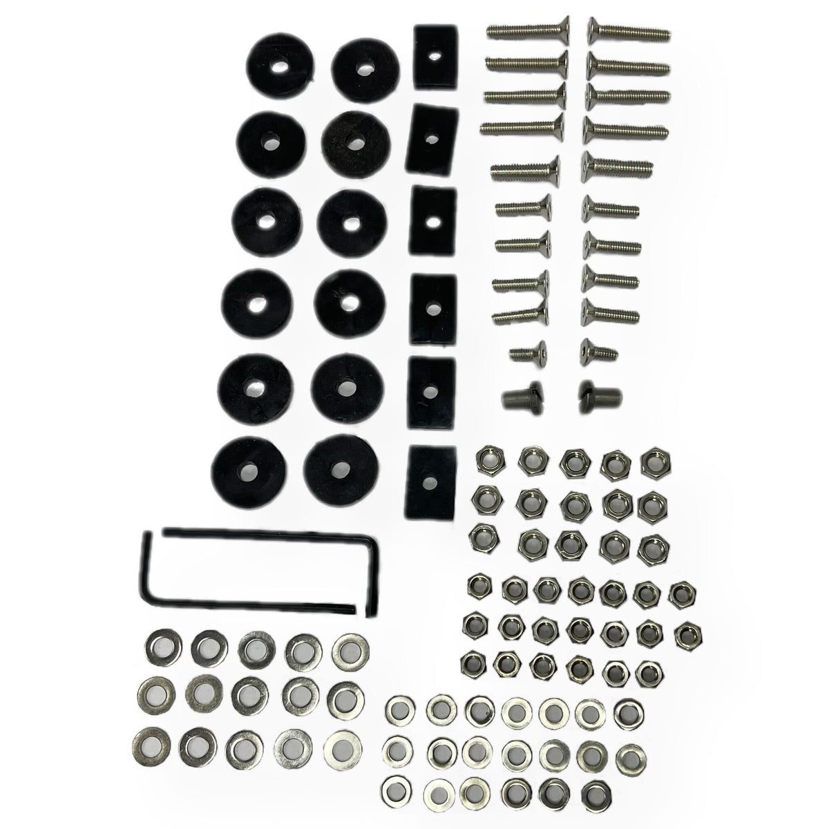Lambretta GP DL Floor Board Fixing Kit Black Rubbers - Stainless Steel