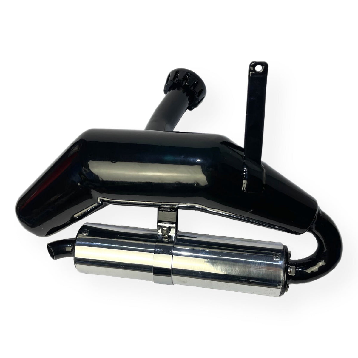 Lambretta LD Series 2 3 125-150cc Snail Pipe Exhaust - Black with Polished End Can