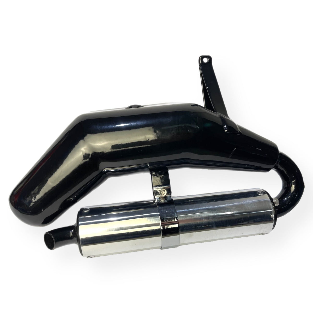 Lambretta LD Series 2 3 125-150cc Snail Pipe Exhaust - Black with Polished End Can