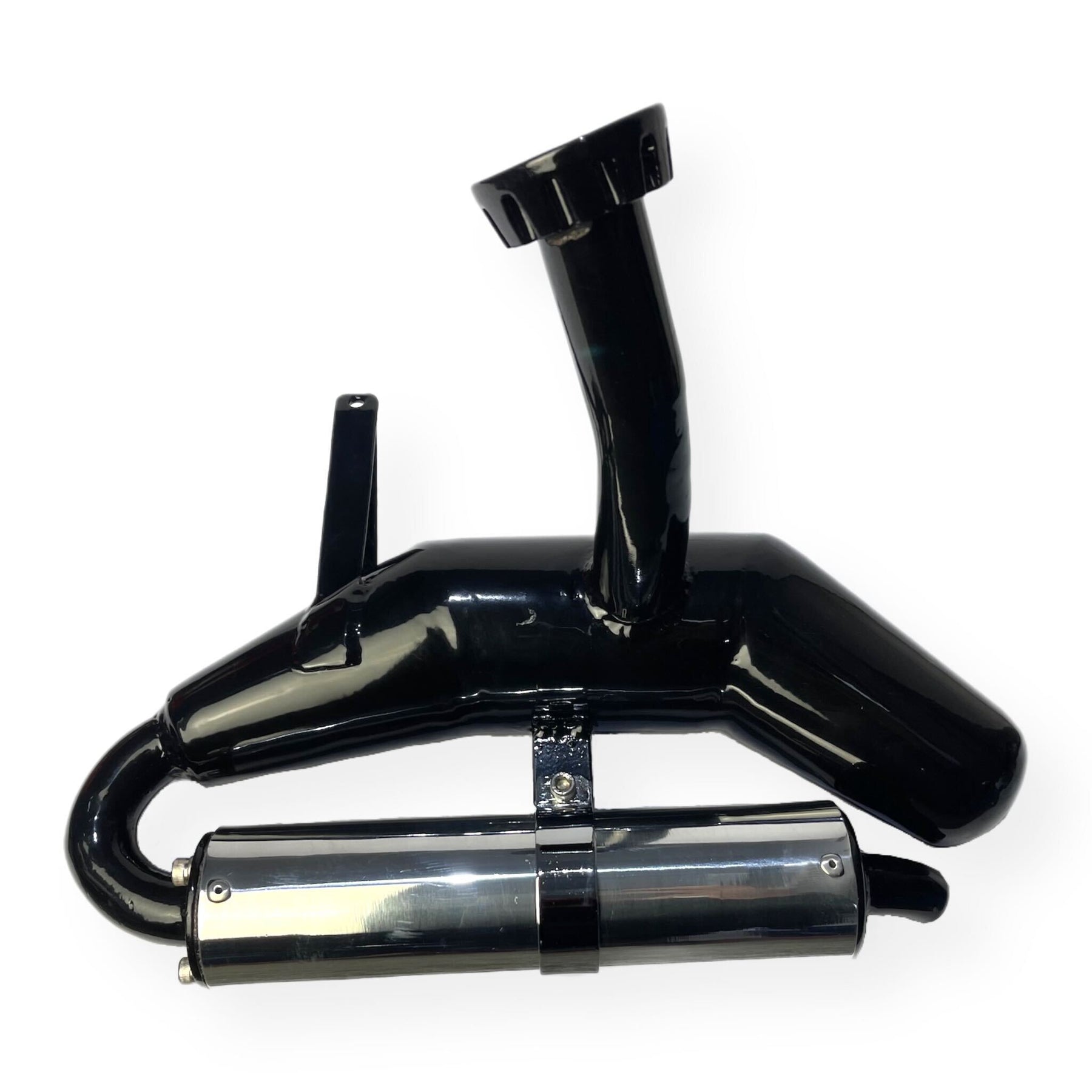 Lambretta LD Series 2 3 125-150cc Snail Pipe Exhaust - Black with Polished End Can