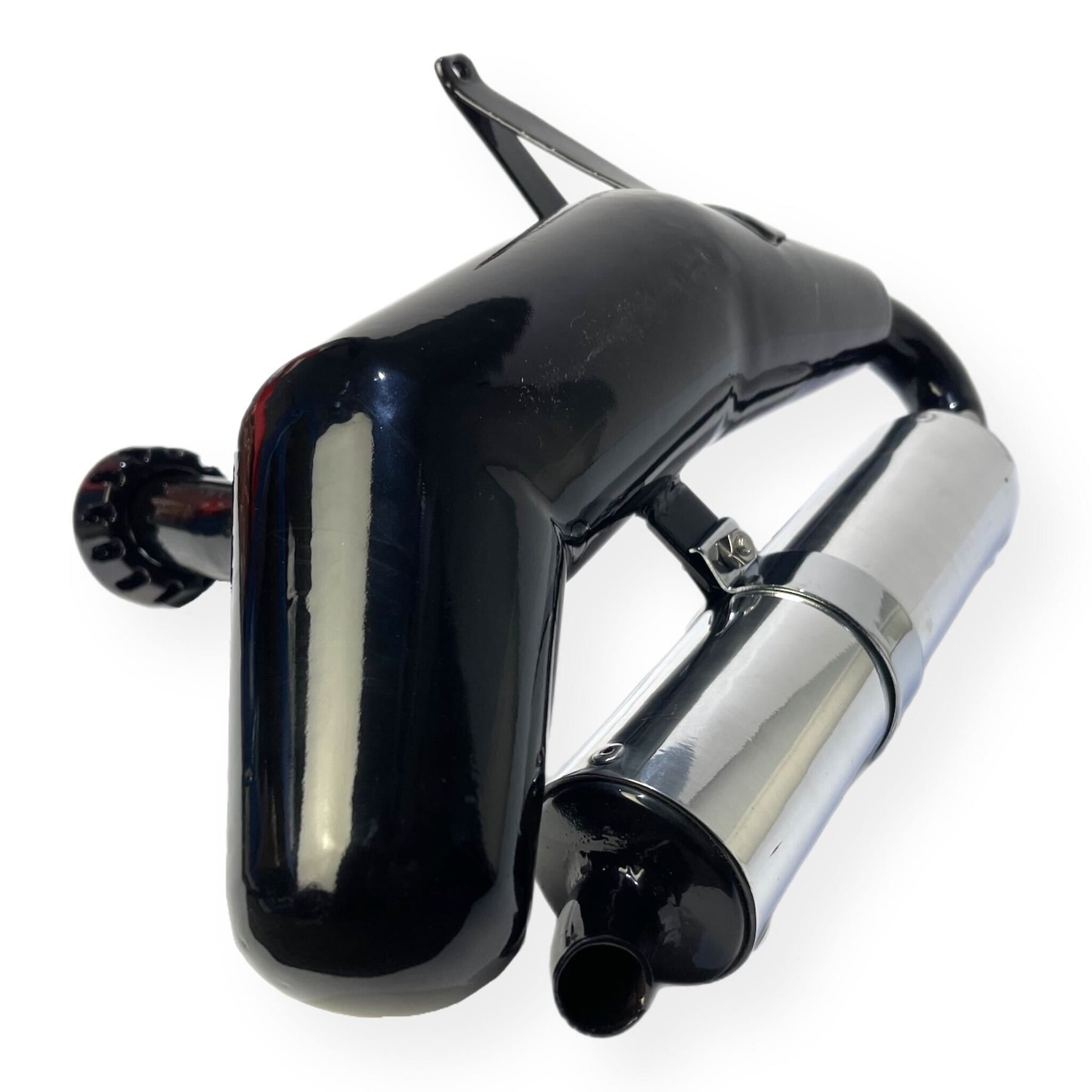 Lambretta LD Series 2 3 125-150cc Snail Pipe Exhaust - Black with Polished End Can