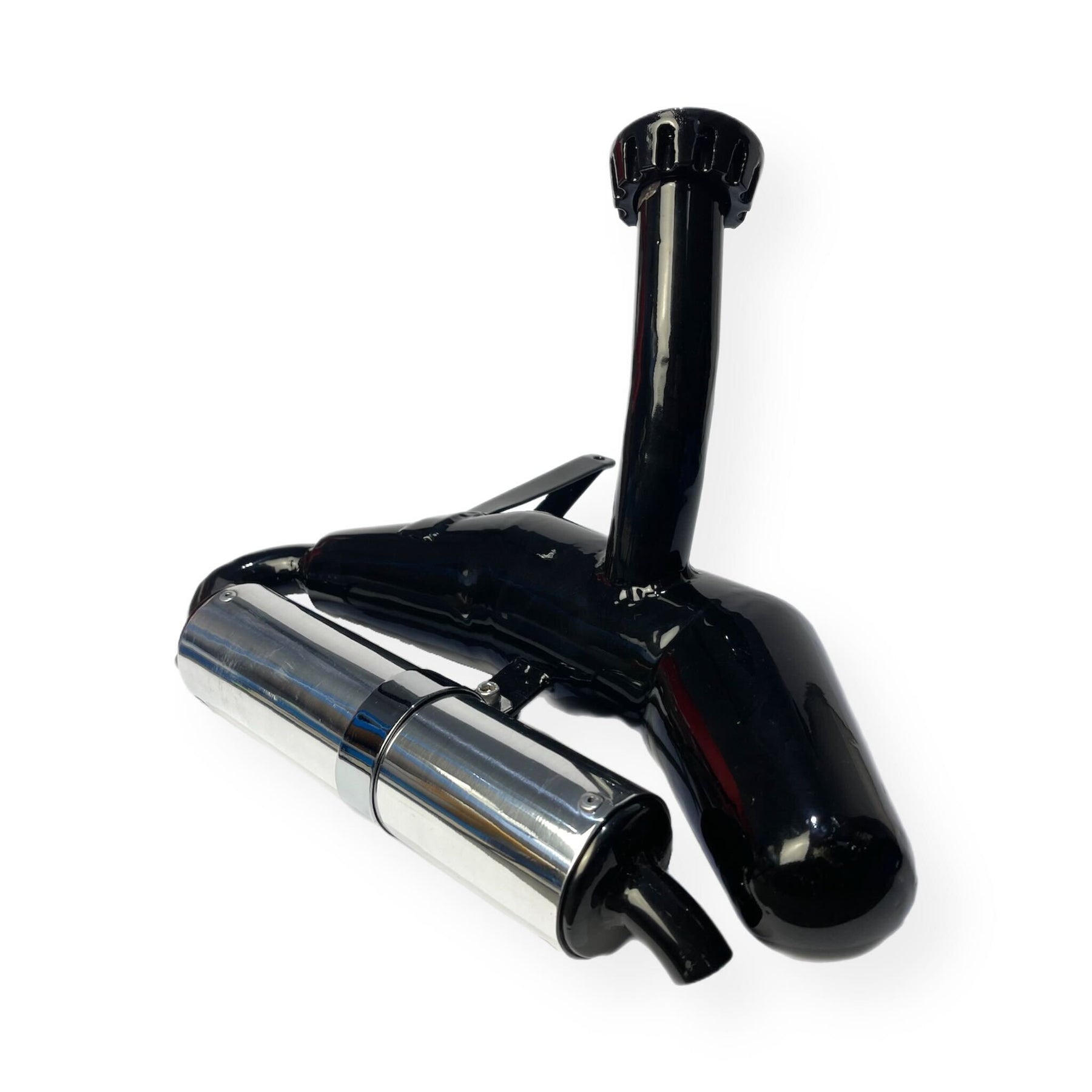 Lambretta LD Series 2 3 125-150cc Snail Pipe Exhaust - Black with Polished End Can